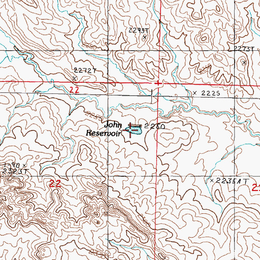 Topographic Map of John Reservoir, MT