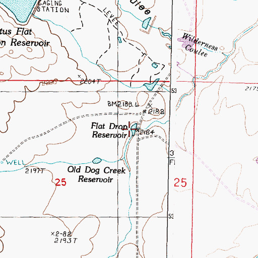 Topographic Map of Flat Drop Reservoir, MT