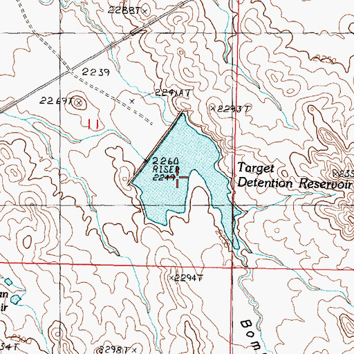Topographic Map of Target Detention Reservoir, MT
