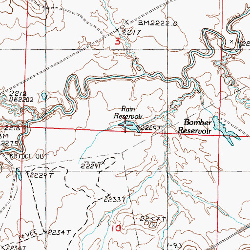 Topographic Map of Rain Reservoir, MT