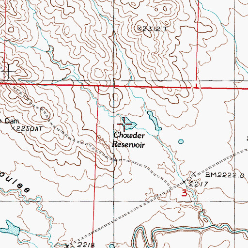 Topographic Map of Chowder Reservoir, MT