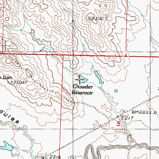 Topographic Map of Chowder Reservoir, MT