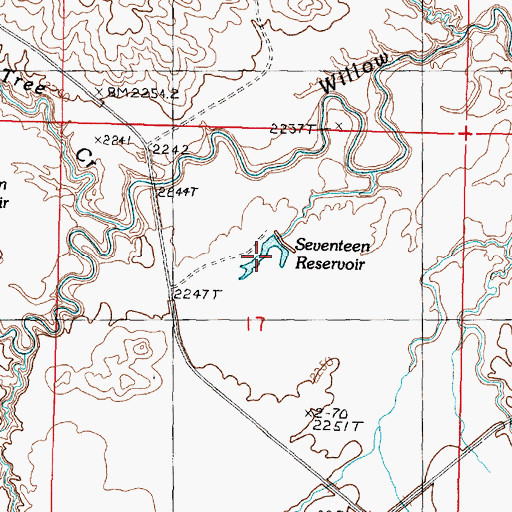 Topographic Map of Seventeen Reservoir, MT