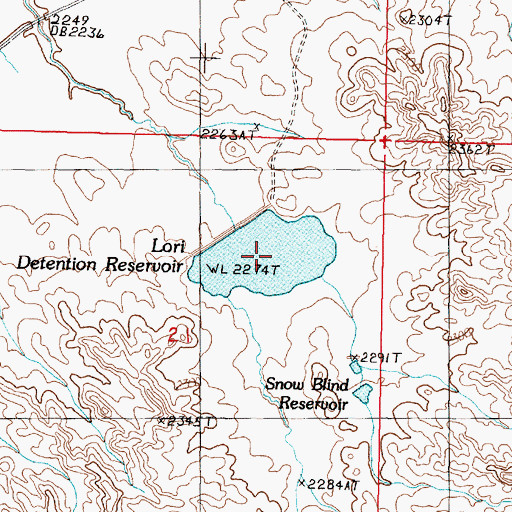 Topographic Map of Lori Detention Reservoir, MT