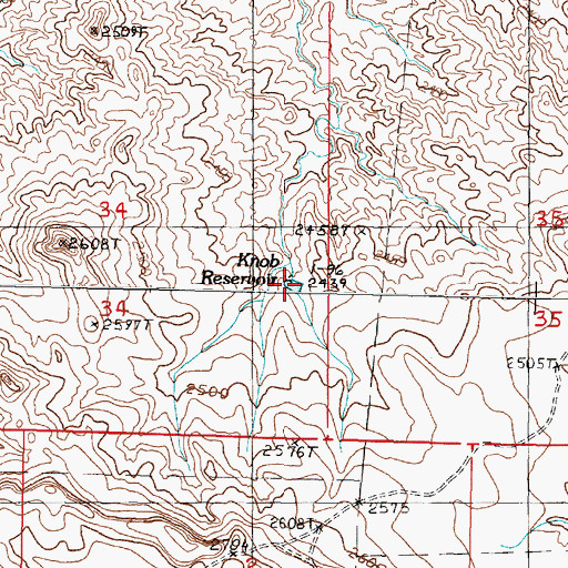 Topographic Map of Knob Reservoir, MT