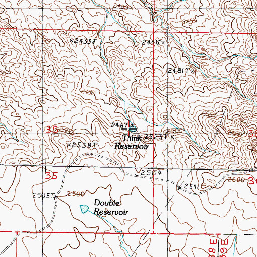 Topographic Map of Think Reservoir, MT