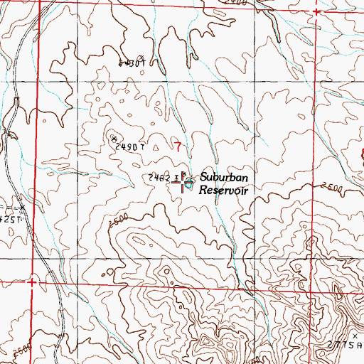 Topographic Map of Suburban Reservoir, MT