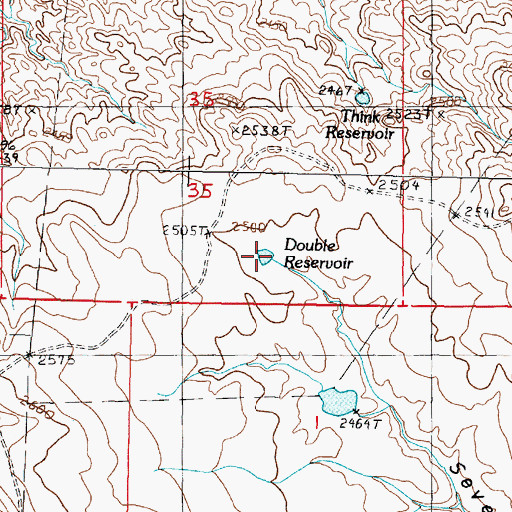 Topographic Map of Double Reservoir, MT