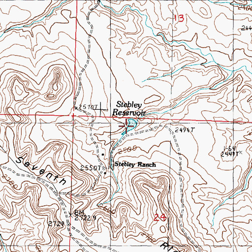 Topographic Map of Stebley Reservoir, MT