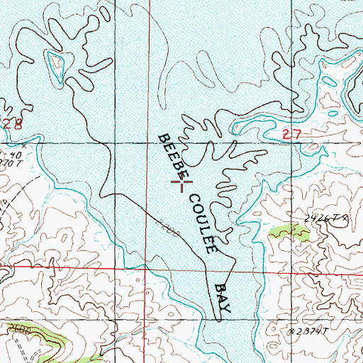 Topographic Map of Beebe Coulee Bay, MT