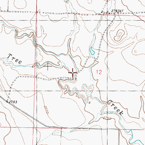 Topographic Map of North Fork Lone Tree Creek, MT