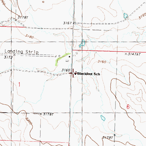 Topographic Map of Blackfoot School, MT