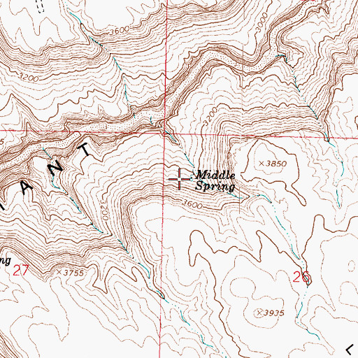 Topographic Map of Middle Spring, AZ