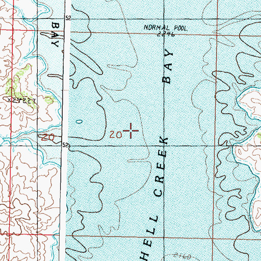 Topographic Map of Hell Creek Bay, MT