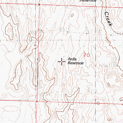 Topographic Map of Ardis Reservoir, MT