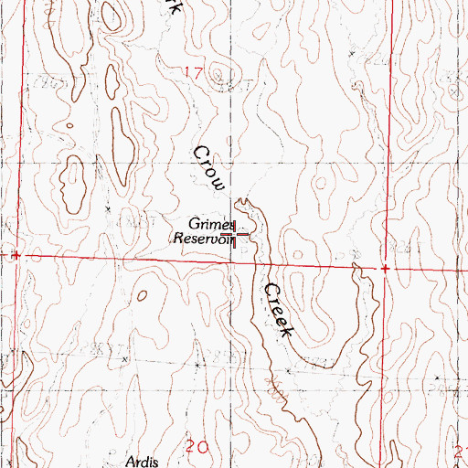 Topographic Map of Grimes Reservoir, MT
