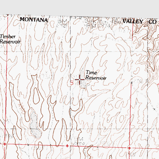 Topographic Map of Time Reservoir, MT