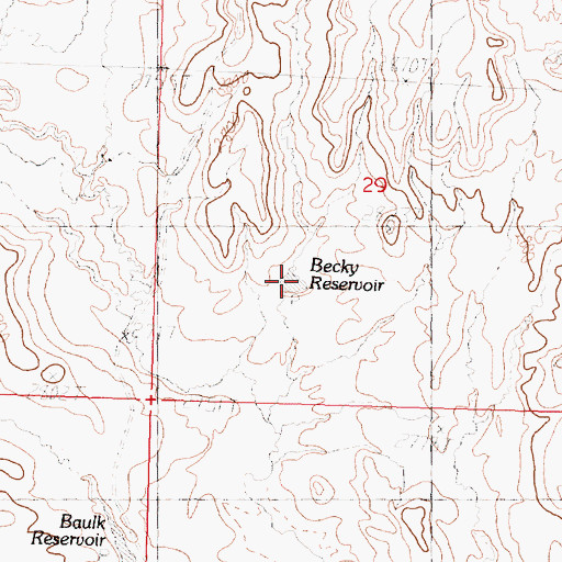 Topographic Map of Becky Reservoir, MT