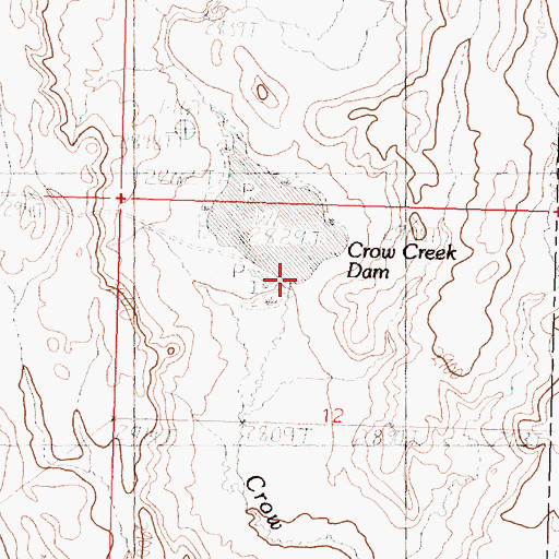 Topographic Map of Crow Creek Dam, MT
