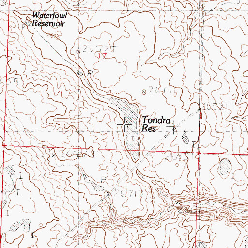 Topographic Map of Tondra Reservoir, MT
