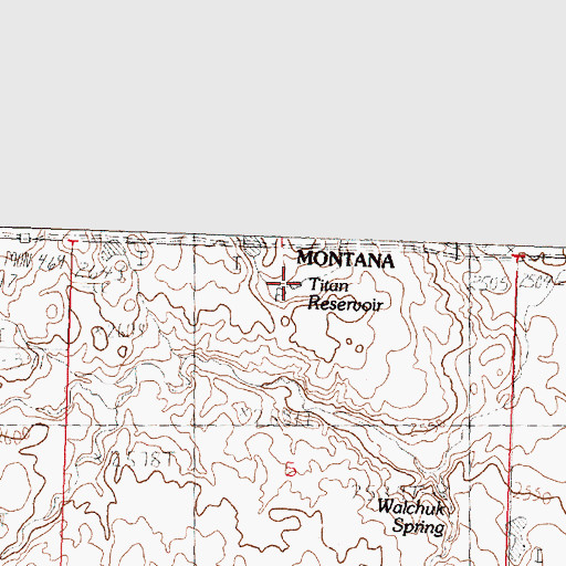 Topographic Map of Titan Reservoir, MT