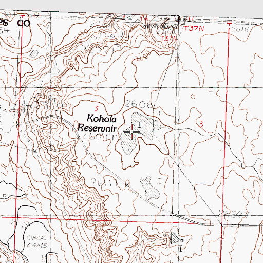 Topographic Map of Kohola Reservoir, MT