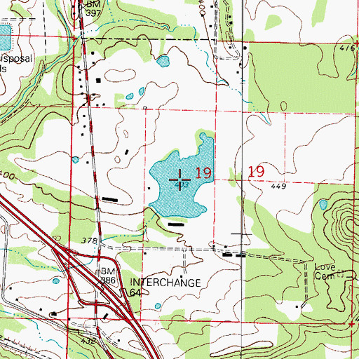Topographic Map of Harris Pond, AR