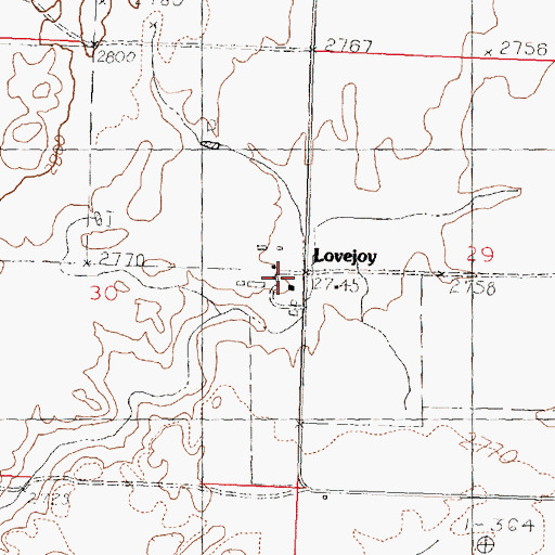 Topographic Map of Lovejoy, MT