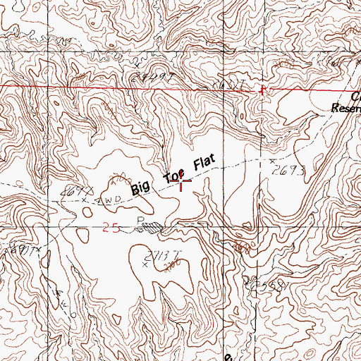 Topographic Map of Big Toe Flat, MT