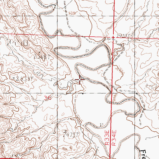 Topographic Map of Kennedy Coulee, MT