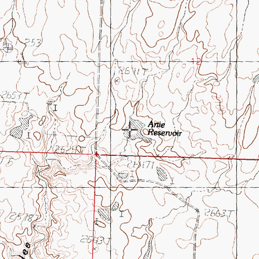 Topographic Map of Artie Reservoir, MT