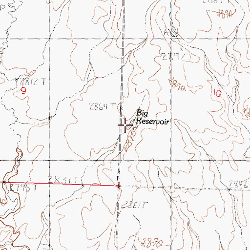 Topographic Map of Big Reservoir, MT