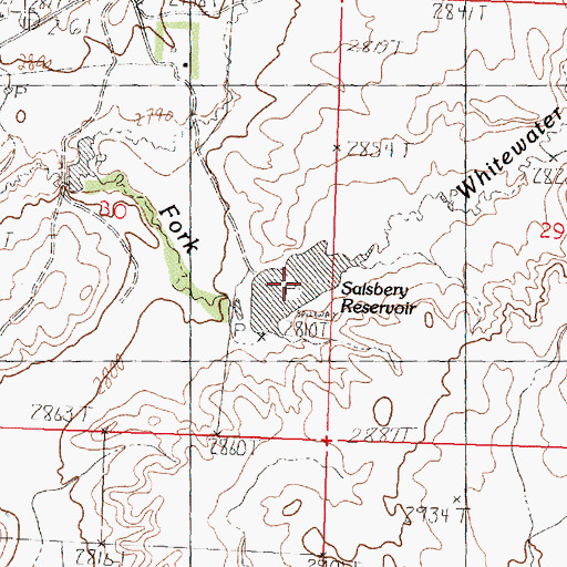 Topographic Map of Salsbery Reservoir, MT