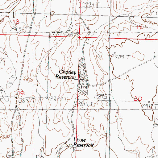 Topographic Map of Charley Reservoir, MT