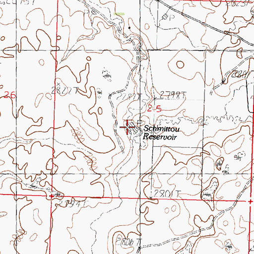 Topographic Map of Schmittou Reservoir, MT