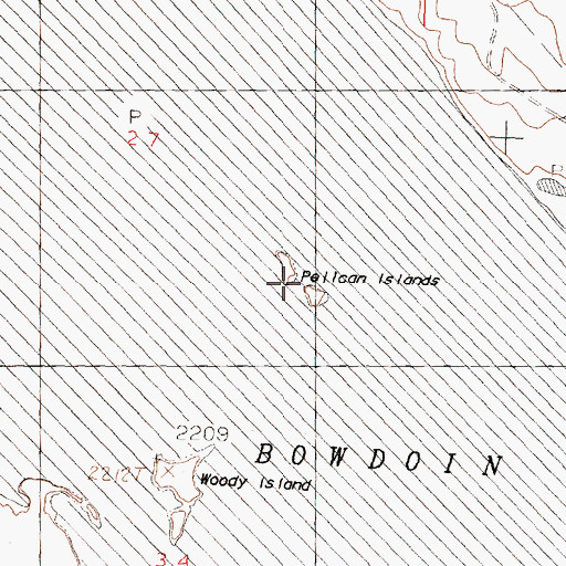 Topographic Map of Pelican Islands, MT