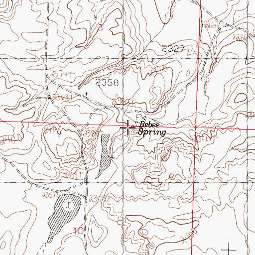 Topographic Map of Bebee Spring, MT
