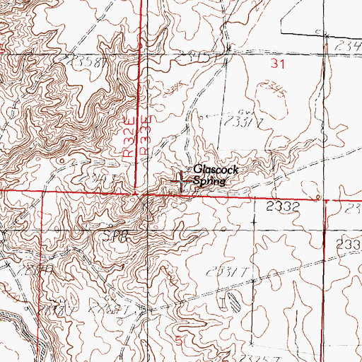 Topographic Map of Glascock Spring, MT