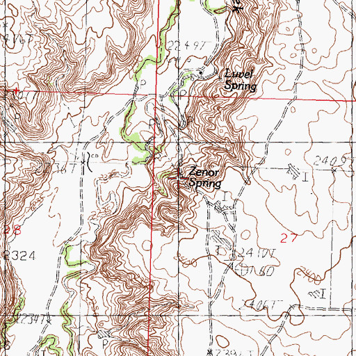 Topographic Map of Zenor Spring, MT