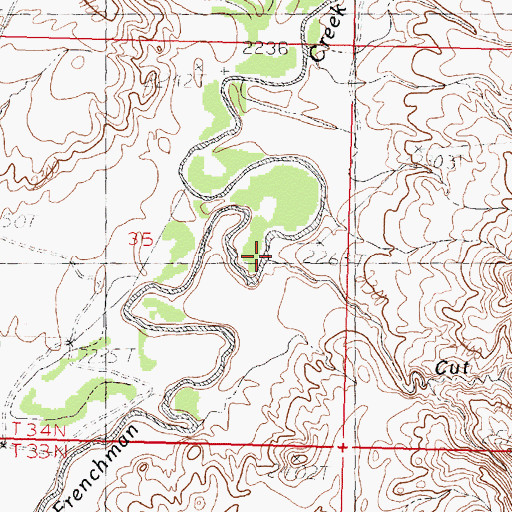Topographic Map of Cut Coulee, MT
