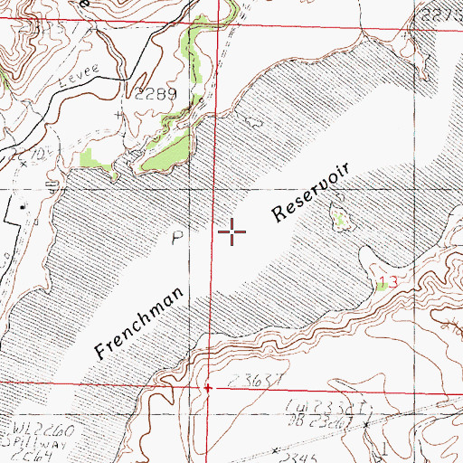 Topographic Map of Frenchman Reservoir, MT
