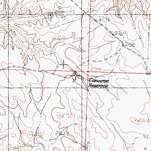Topographic Map of Converse Reservoir, MT