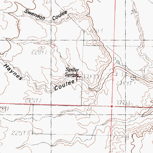 Topographic Map of Spiller Spring, MT