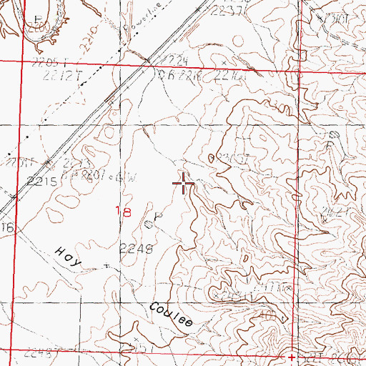 Topographic Map of Hay Coulee, MT