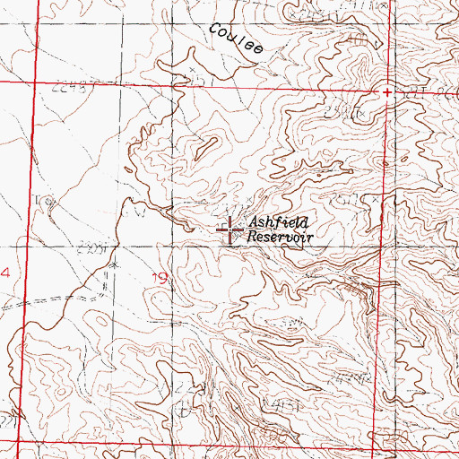 Topographic Map of Ashfield Reservoir, MT