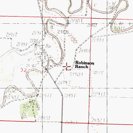 Topographic Map of Robinson Ranch, MT