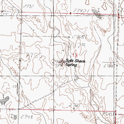 Topographic Map of Split Shack Spring, MT