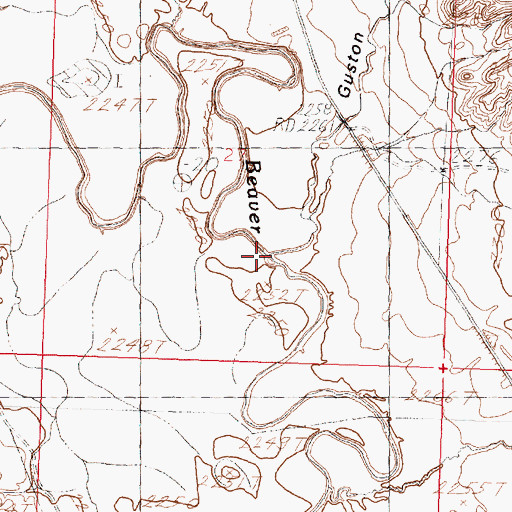Topographic Map of Guston Coulee, MT