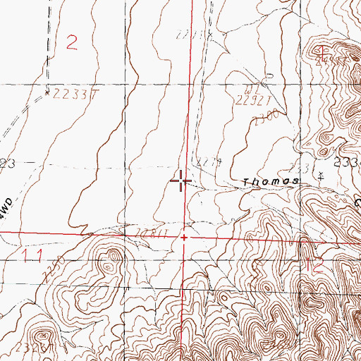 Topographic Map of Thomas Coulee, MT