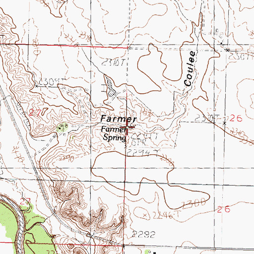 Topographic Map of Farmer Spring, MT